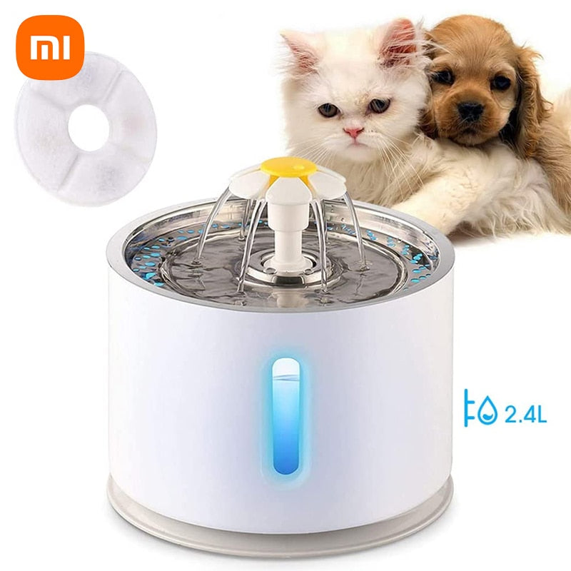 Xiaomi Automatic Cat Water Fountain Indoor with LED Lighting 2.4L USB Pet Water Dispenser Mute Electric Water Bowl for Cats Dogs