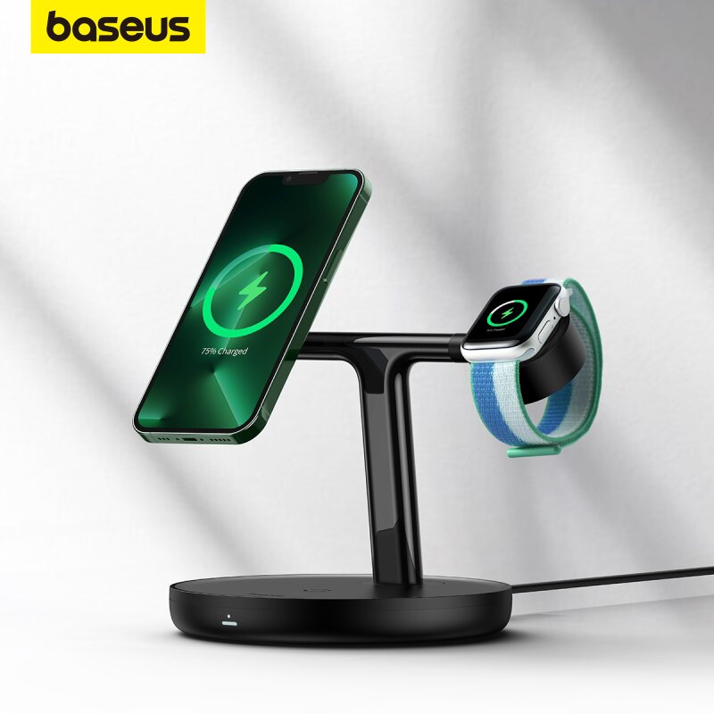 Baseus  3 in 1 20W Magnetic Wireless Charger Stand For Phone iPhone 14 13 Pro Airpods Apple Watch  Fast Charging Station Holder