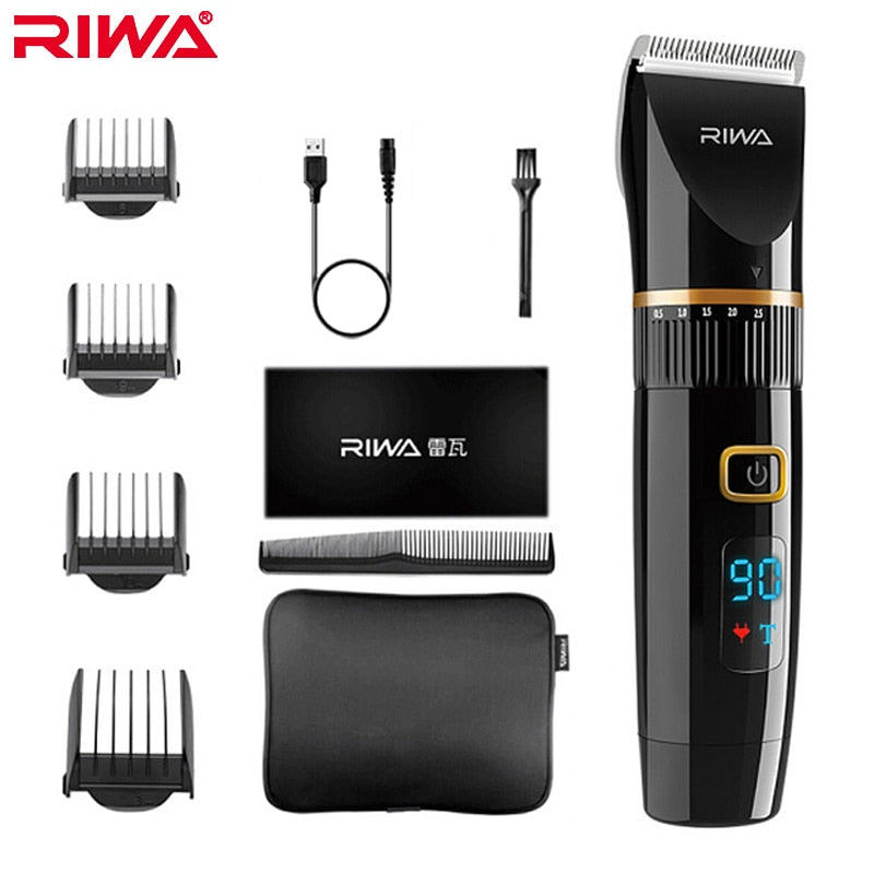 RIWA Hair Clipper Professional Trimmer LCD Display Fast Charge Men Hair Cutting Machine Washable Barber Clipper For Haircut 6501