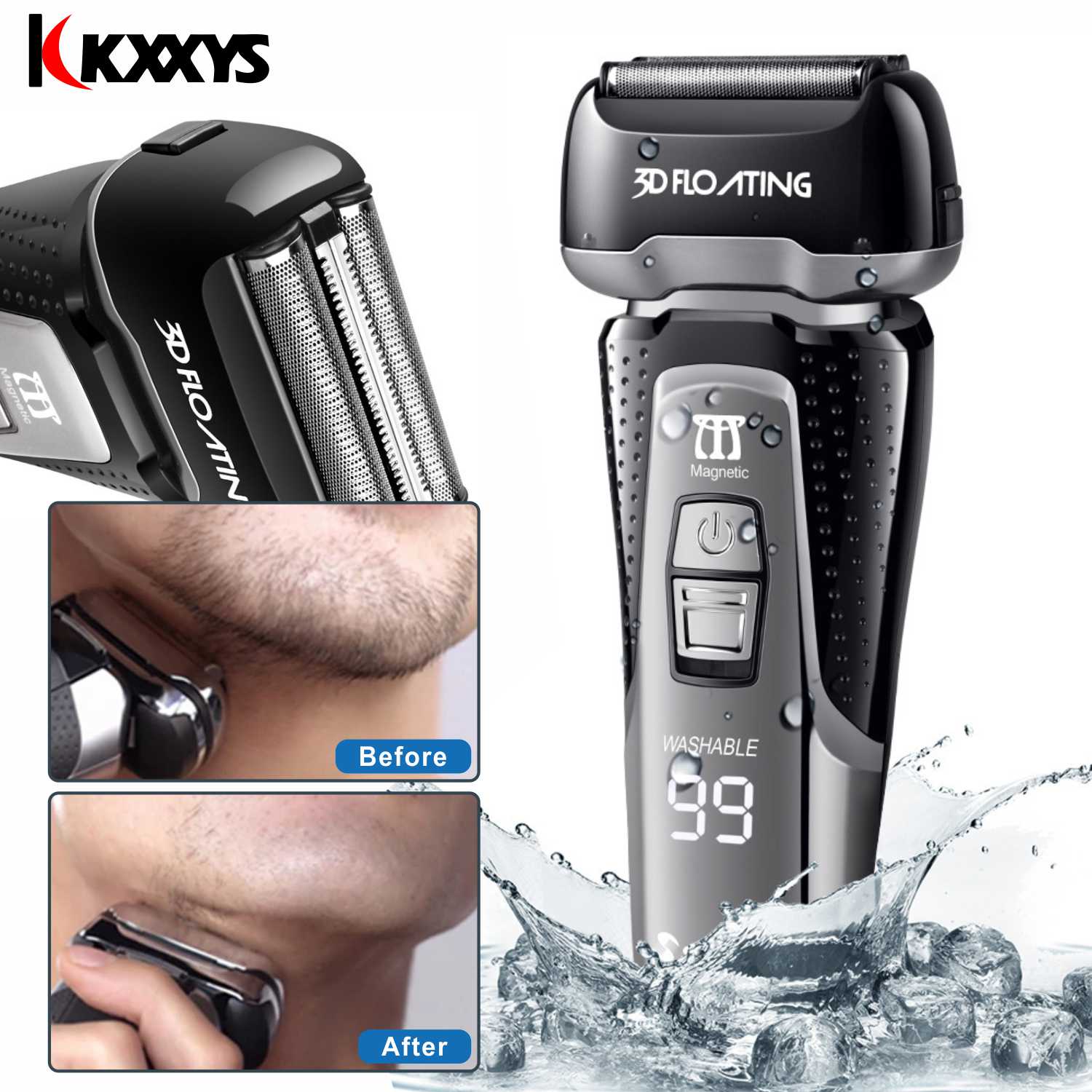 Professional Shaver Quick Charge Rechargeable Powerful for Men 3D Washable Electric Razor Wet Dry Face Beard Shaving Machine