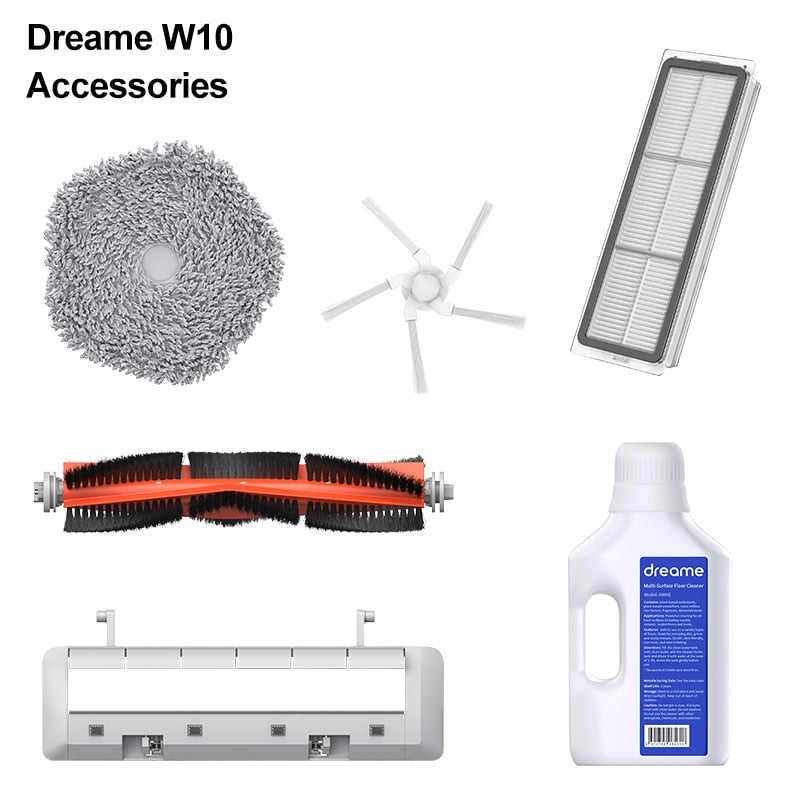 Dreame Bot W10 Robot Vacuum Cleaner Official Original Accessories/Parts, Main Brush/Side Brush/Cover/Filter/Detergent/Rag