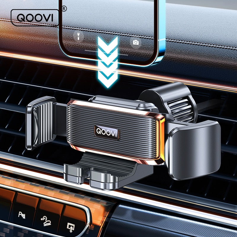 QOOVI Car Phone Holder Mobile Stand Air Vent Clip Gravity Smartphone Mount GPS Support For iPhone 13 Pro 8 Samsung Xiaomi Redmi