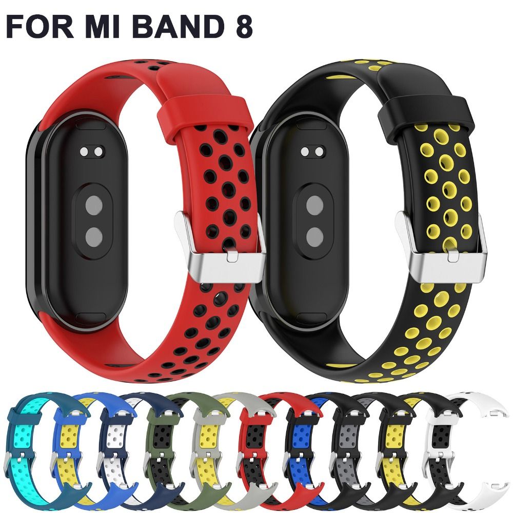 Strap For Xiaomi Mi Band 8 Two-Color Breathable Watchband Replacement Bracelet For Mi band 8 Silicone Watch Strap Correas