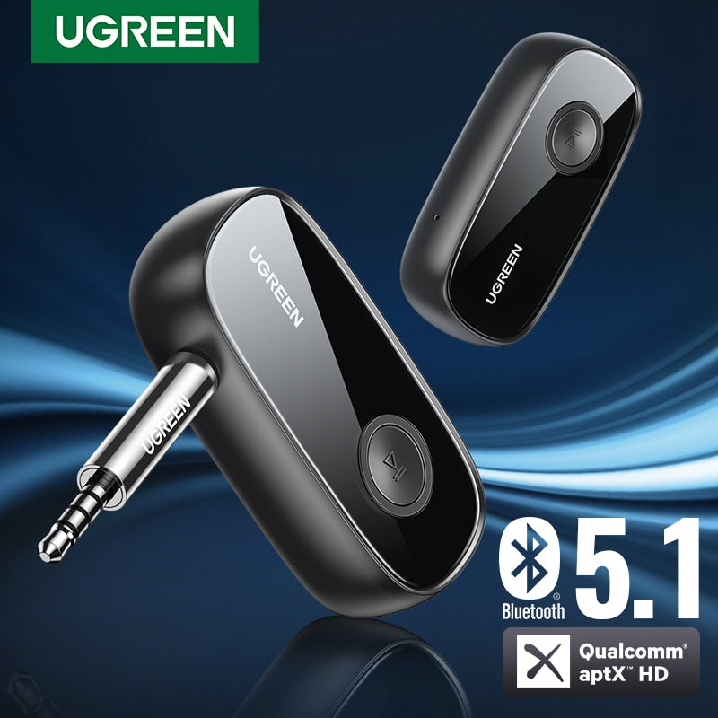 UGREEN Bluetooth Receiver 5.1 aptX HD 3.5mm AUX Jack Audio Wireless Adapter for Car PC Headphones Mic 3.5 Bluetooth 5.1 Receptor