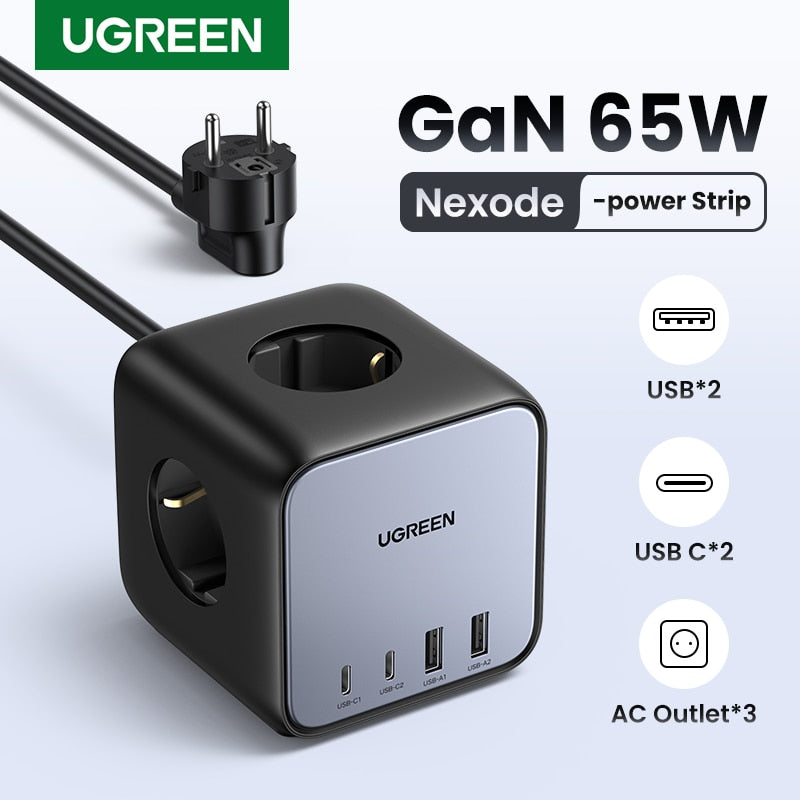 UGREEN 65W GaN Charger Desktop Charger Power Strip Charging Station Fast Charging For Laptop Macbook iPhone 14 13 Phone Charger