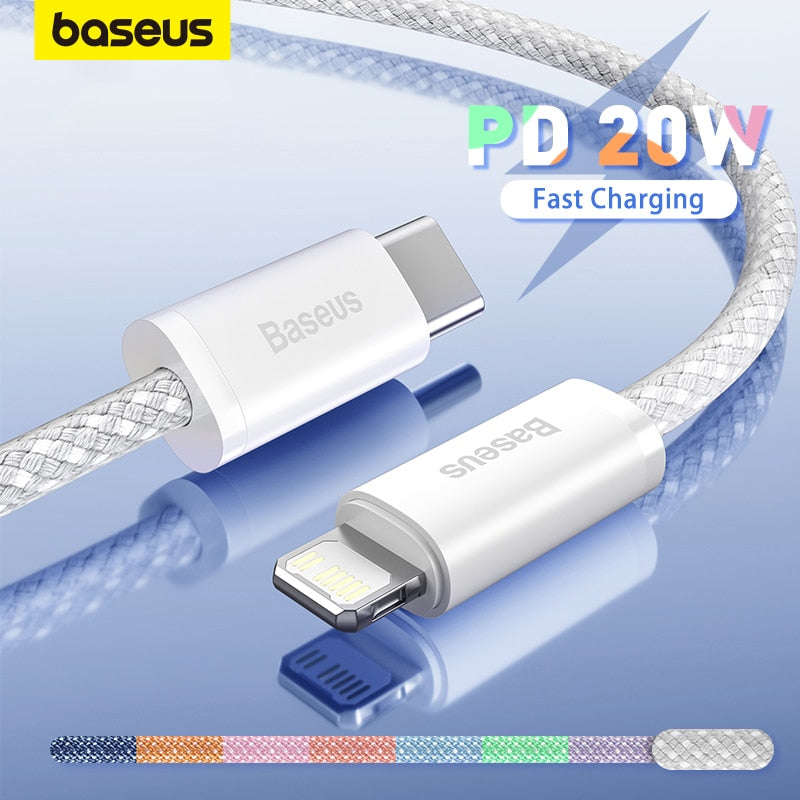 Baseus 20W PD USB Type C Cable for iPhone 13 12 Pro Xs Max Fast Charging Charger for MacBook iPad Pro Type-C USBC Data Wire Cord
