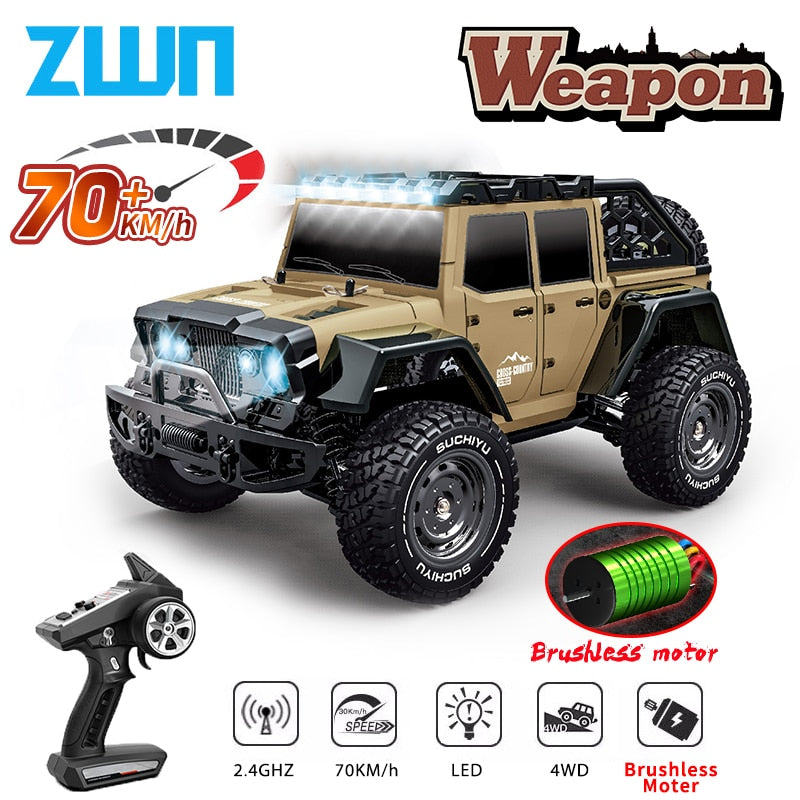 ZWN 1:16 4x4 Off Road Rc Car 4WD Brushless Remote Control Truck 70KM/H Or 50km/h High Speed Drift Cars vs Wltoys 124016 Toys