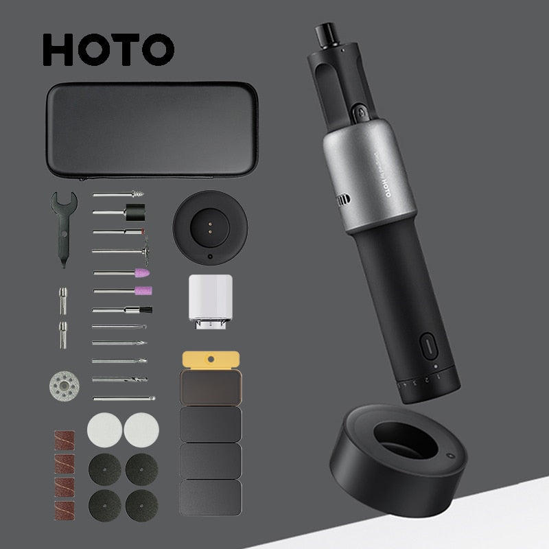 HOTO 35in1 Rotary Tool Kit Cordless Grinding Polishing Portable Mini Drill Electric Carving Pen Grinder 5-Speed DIY Woodworking