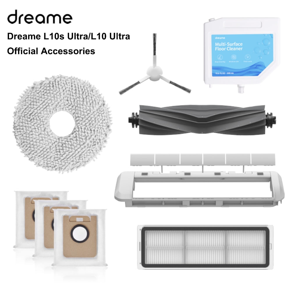 Dreame L10s/L10 Ultra Robot Vacuum Cleaner Official Accessories Parts, Dust Bag/Main Brush/Side Brush/Cover/Filter/Detergent/Rag