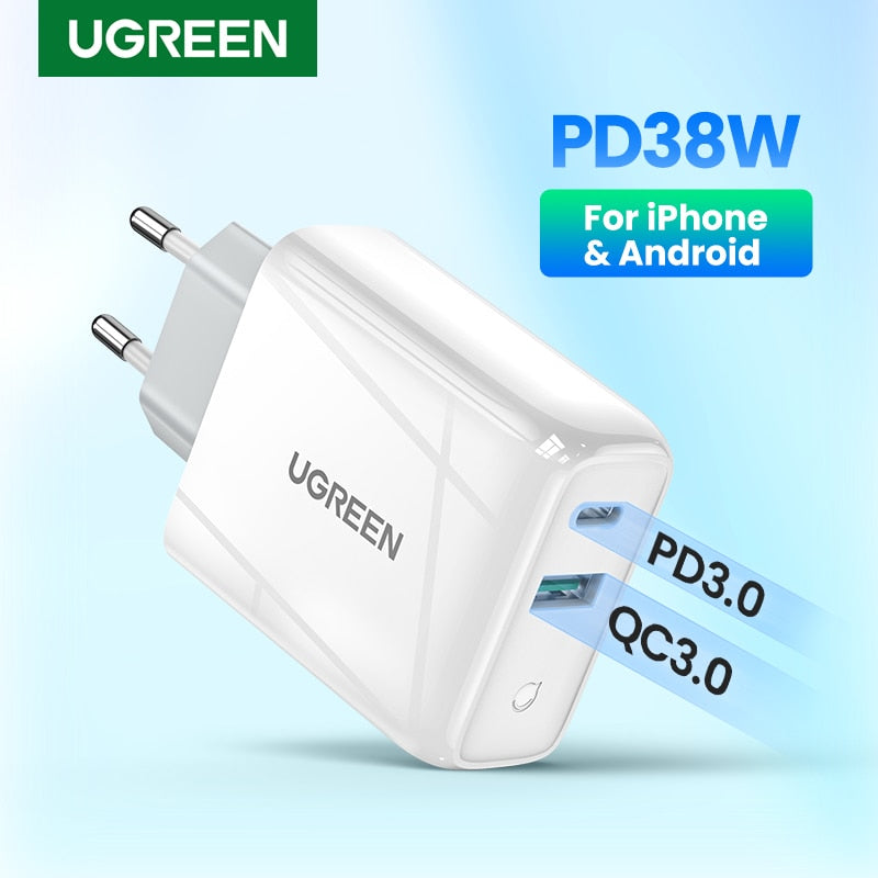 UGREEN 38W Fast USB Charger Quick Charge 4.0 3.0 Type C PD Fast Charging for iPhone 14 13 USB Charger QC 4.0 3.0 Phone Charger